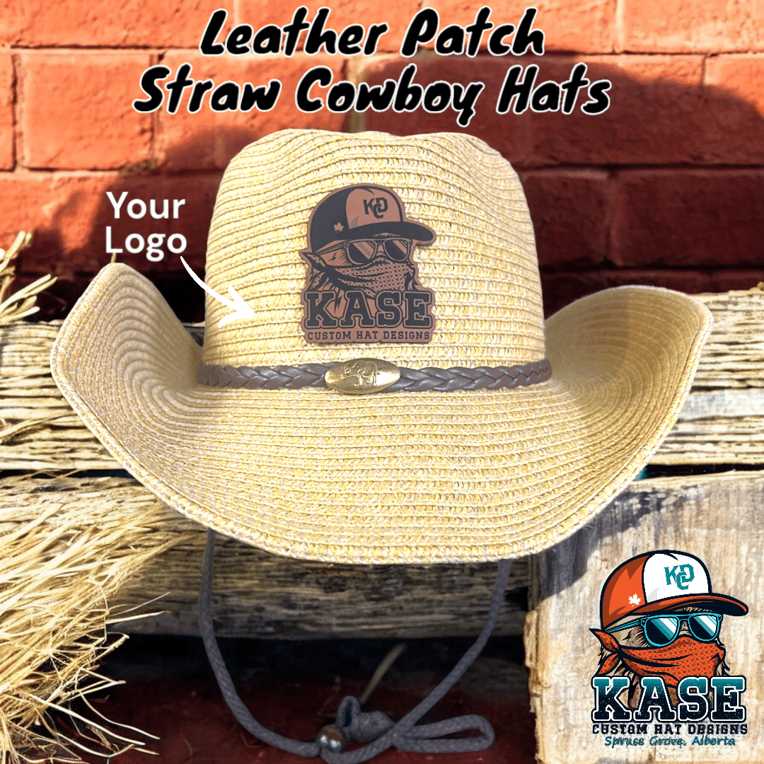 Leather Patch Cowboy Straw Hat Kase Custom Hat Designs